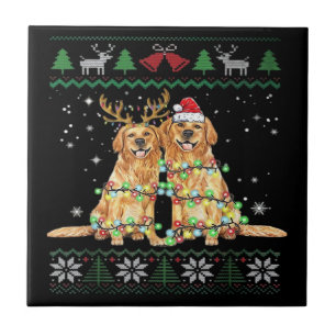 Golden Retriever Hässlicher Weihnachtshund Lustige Fliese