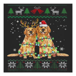 Golden Retriever Hässlicher Weihnachtshund Lustige Poster