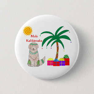 Golden retriever-Hawaiianer-Weihnachten Button