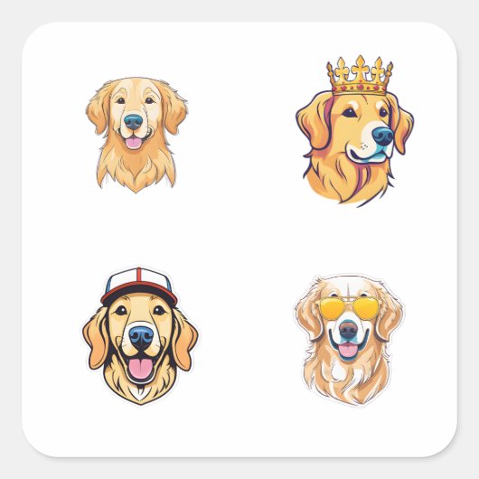 Golden Retriever Head 4 Pack Stickers (Vorderseite)