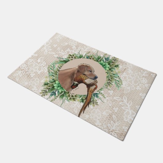 Golden Retriever Head mit Pheasant Fußmatte (Schrägansicht)