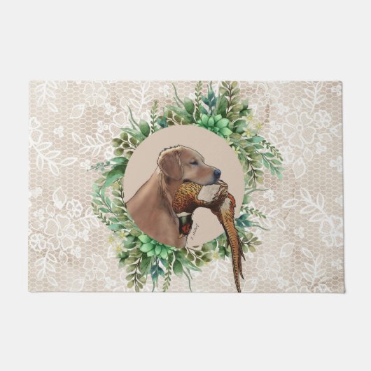 Golden Retriever Head mit Pheasant Fußmatte (Vorderseite)