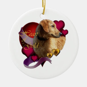 Golden Retriever Heart of Gold Keramikornament