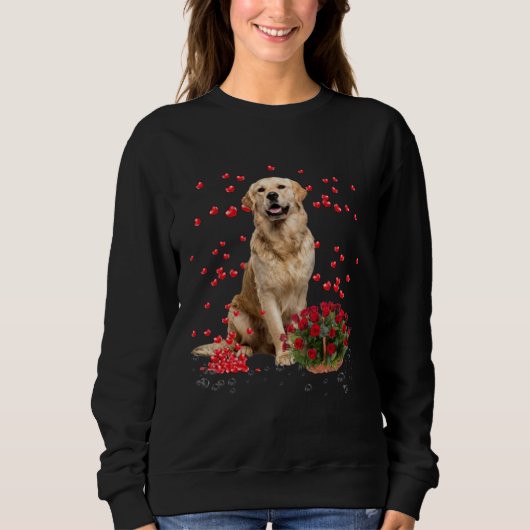 Golden Retriever Hearts Balloons And Rose Basket V Sweatshirt (Vorderseite)