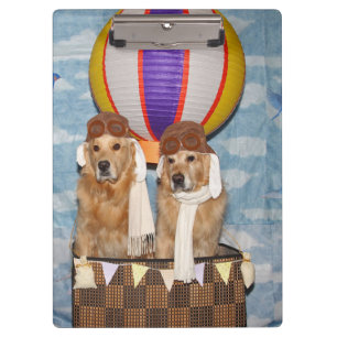 Golden retriever-Heißluft-Ballon-Piloten Klemmbrett