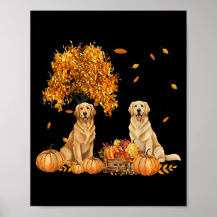Golden Retriever Herbstblatt Herbst Hund Halloween Poster