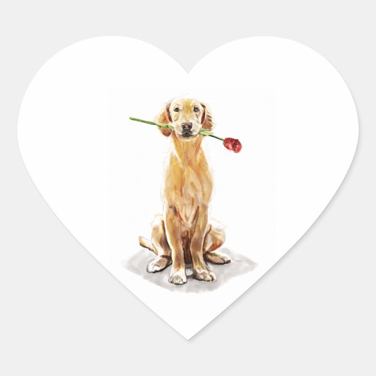 Golden Retriever Herz Aufkleber (Vorderseite)