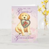 Golden Retriever Herzgrandma Karte (Gelbe Blume)
