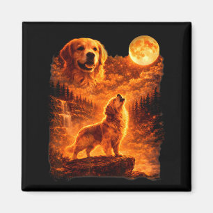 Golden Retriever heult zum Mond lustig vintage Magnet