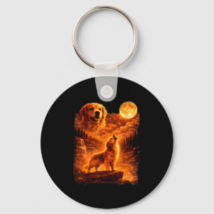 Golden Retriever heult zum Mond lustig vintage Schlüsselanhänger