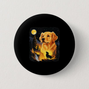 Golden Retriever heult zum Mond vintage lustig Button