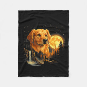 Golden Retriever heult zum Mond vintage lustig Fleecedecke