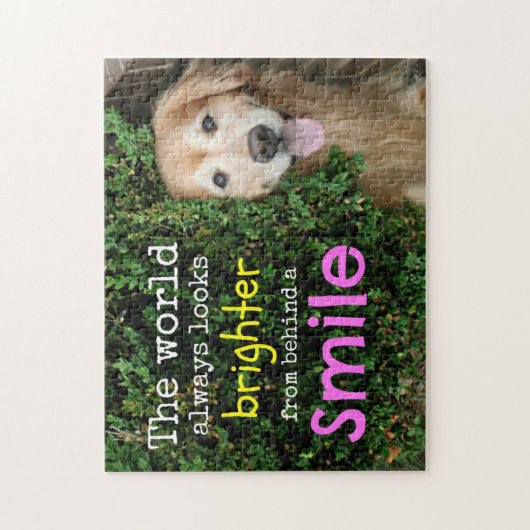 Golden Retriever hinter einem Lächeln Puzzle (Vertikal)