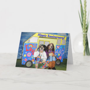 Golden Retriever Hippie Anniversary Karte