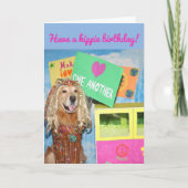 Golden Retriever Hippie Birthday Karte (Vorderseite)