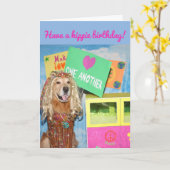 Golden Retriever Hippie Birthday Karte (Gelbe Blume)