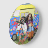 Golden Retriever Hippie Bus Große Wanduhr (Winkel)