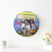 Golden Retriever Hippie Bus Große Wanduhr (Zuhause)