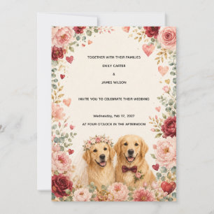 Golden Retriever Hochzeitseinladung   Romantisch  Einladung
