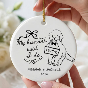 Golden Retriever Hochzeitsornament Keramik Ornament