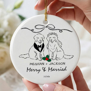 Golden Retriever Hochzeitsornament Keramik Ornament