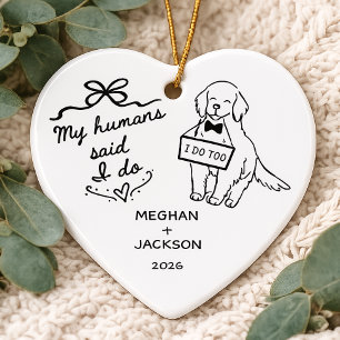 Golden Retriever Hochzeitsornament Keramik Ornament