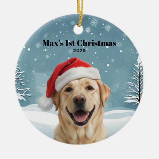 Golden Retriever Holiday 1 Keramik Ornament (Vorne)