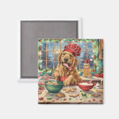 Golden Retriever Holiday Baking: Feierliche Weihna Magnet (Vorderseite/Rückseite)