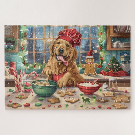 Golden Retriever Holiday Baking: Feierliche Weihna Puzzle (Horizontal)