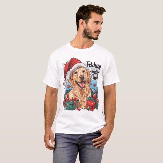 Golden Retriever Holiday Cheer Design T-Shirt (Vorne ganz)