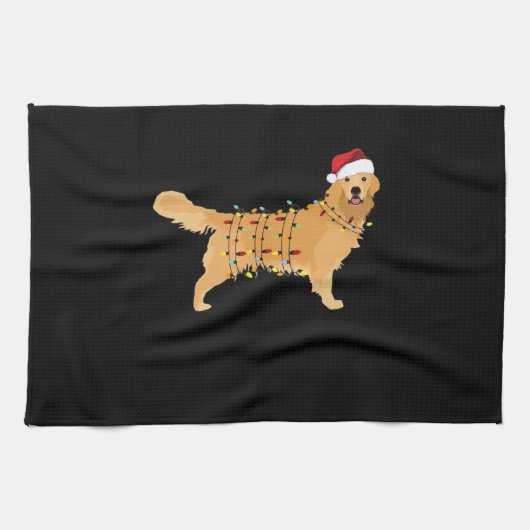 Golden Retriever Holiday Christmas Light Essential Geschirrtuch (Horizontal)