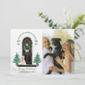 Golden Retriever Holiday Foto Card Einladung (Stehend Vorderseite)