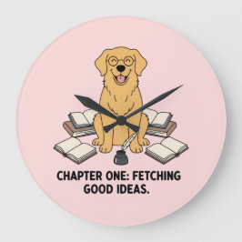 Golden Retriever Holideen Ideen Buchliebhaber Pink Große Wanduhr