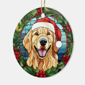 Golden Retriever Holly Berry Wreath Keramik Ornament (Links)