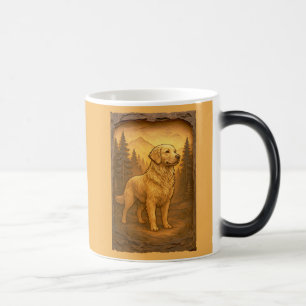 Golden Retriever Holzschnitzerei-Stil Druck Verwandlungstasse