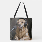 Golden Retriever Hosting a Podcast Tasche (Vorderseite)