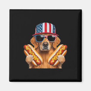 Golden Retriever Hotdog 4. Juli Amerikanische Flag Magnet