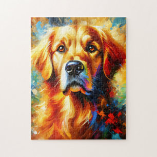 Golden Retriever Hund Acryl Druck Bunt Puzzle