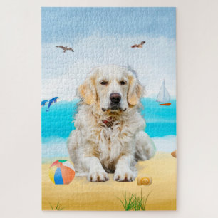 Golden Retriever Hund am Strand Puzzle