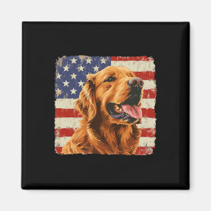Golden Retriever Hund Amerika Flagge Shirt Unabhän Magnet