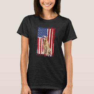 Golden Retriever Hund Amerikanische Flagge Patriot T-Shirt