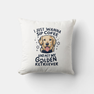 Golden Retriever Hund and Coffee Lovers Kissen