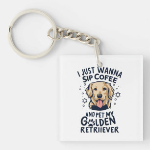 Golden Retriever Hund and Coffee Lovers Schlüsselanhänger
