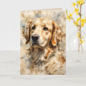 Golden Retriever Hund Art Design Karte (Gelbe Blume)
