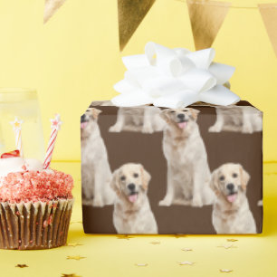 Golden Retriever Hund auf braun Geschenkpapier