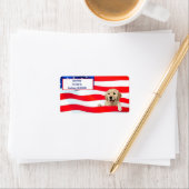 Golden Retriever Hund auf Fahne Adressaufkleber (Insitu)