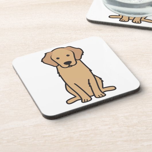 Golden Retriever Hund Cartoon Untersetzer (Linke Seite)
