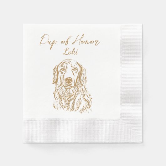 Golden Retriever Hund Custom Hand Zeichnend Hochze Serviette (Vorderseite)