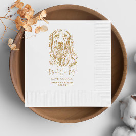 Golden Retriever Hund Custom Hand Zeichnend Hochze Serviette