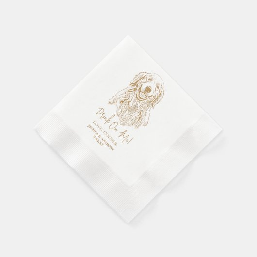 Golden Retriever Hund Custom Hand Zeichnend Hochze Serviette (Ecke)